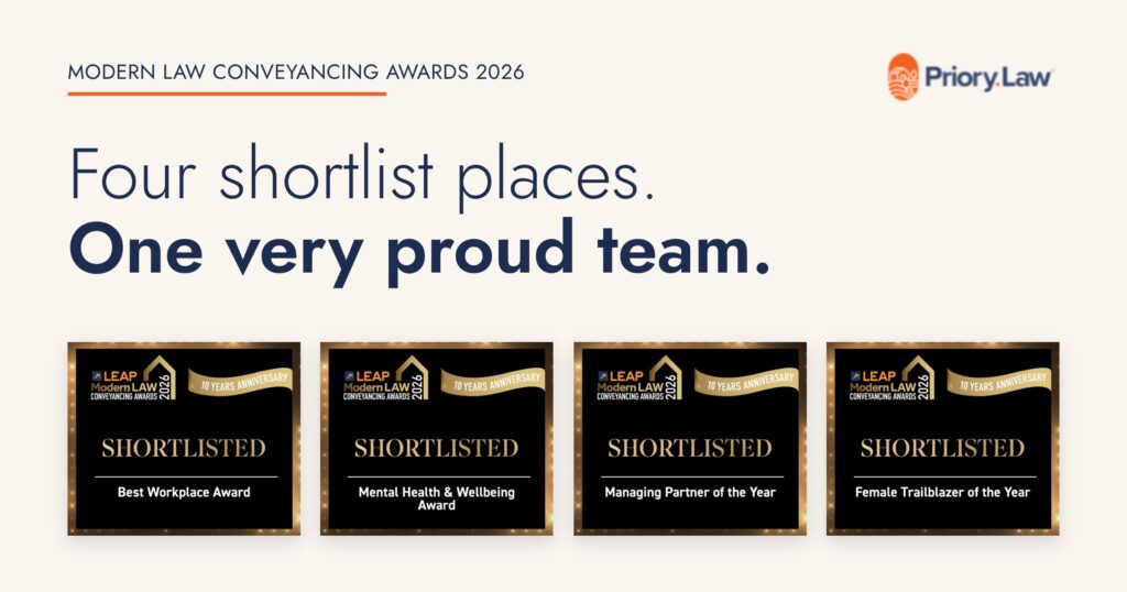 Priory Law shortlisted for four Modern Law Conveyancing Awards 2026